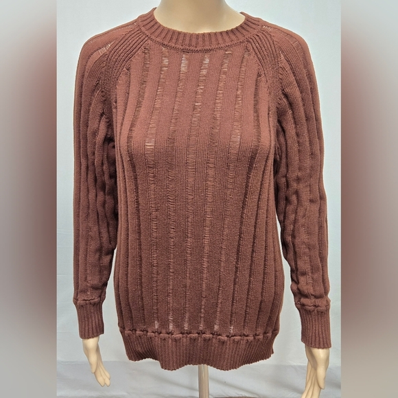 Future Collective Gabriella M Chocolate Brown Sweater Tight And Loose Knit - Picture 1 of 5